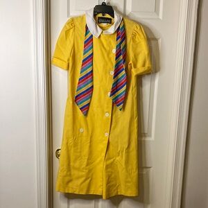 Yellow Dress with Striped Tie
